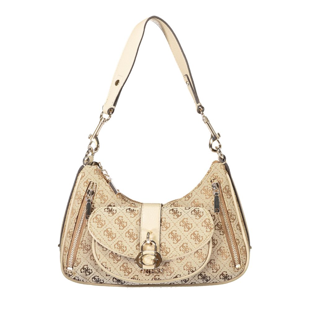Beige Polyurethane Women Handbag