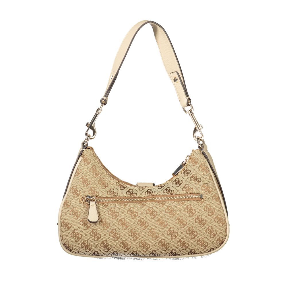 Beige Polyurethane Women Handbag