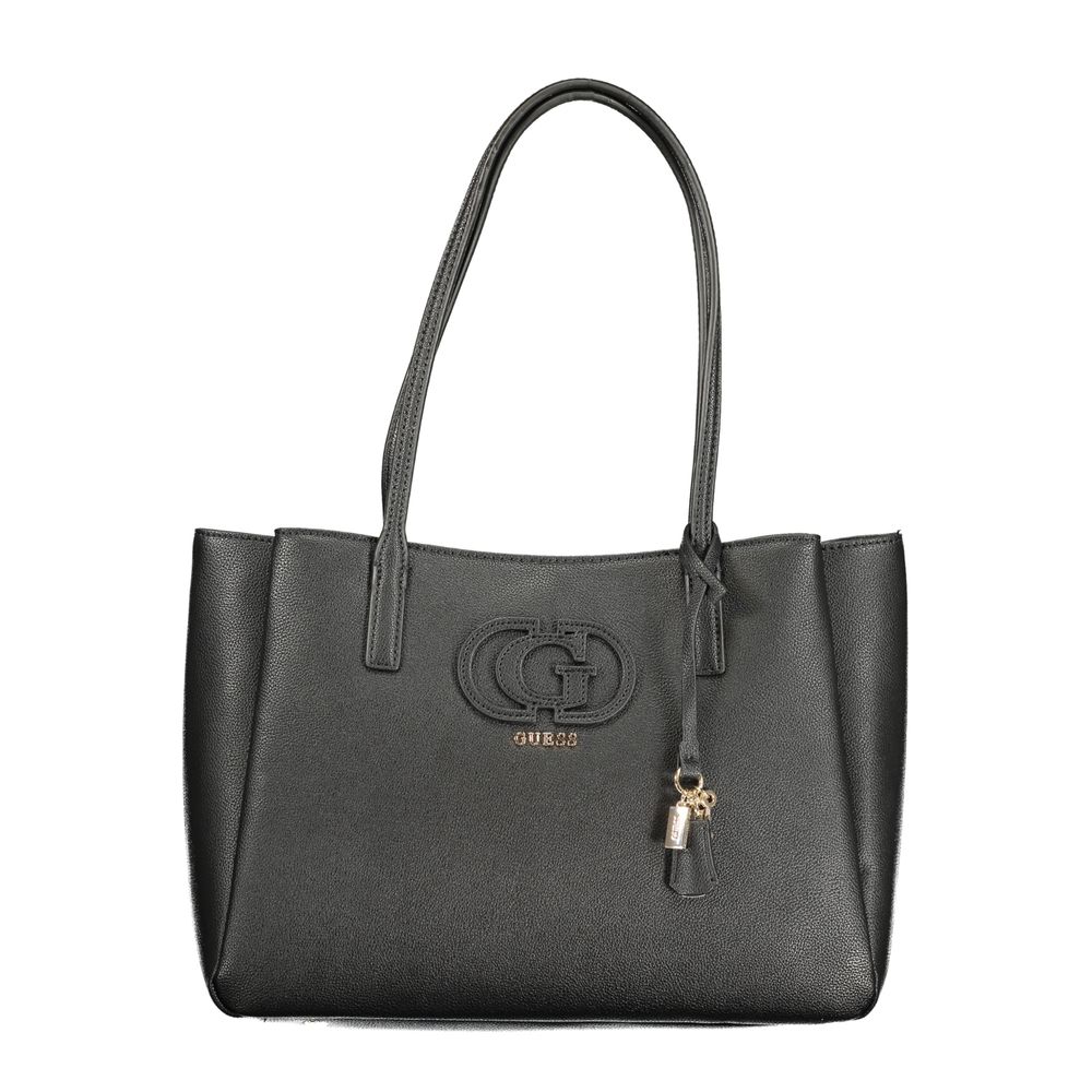 Black Polyurethane Women Handbag