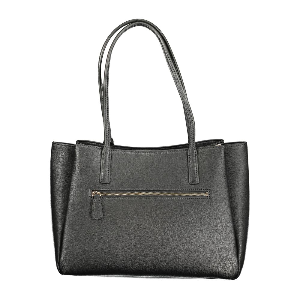 Black Polyurethane Women Handbag