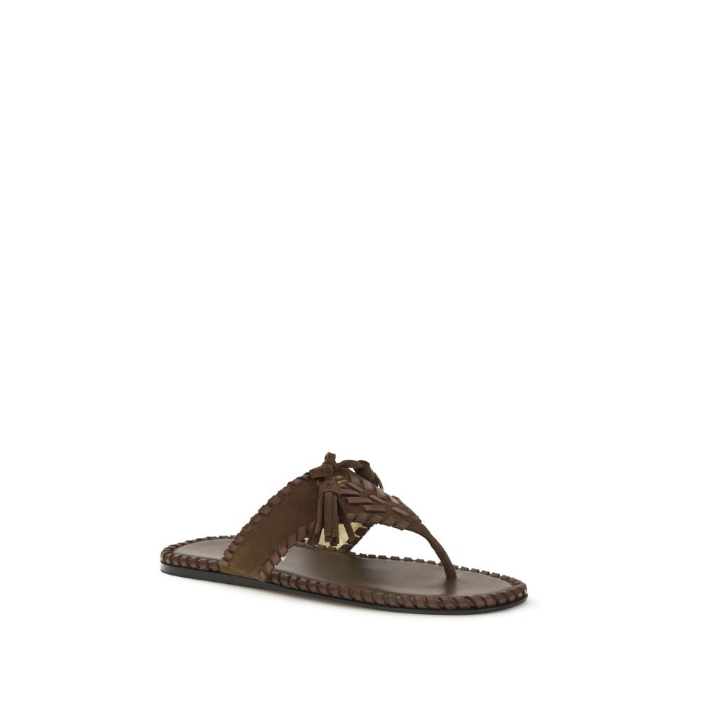 Brown Calf Leather Bos Taurus Flat Sandals