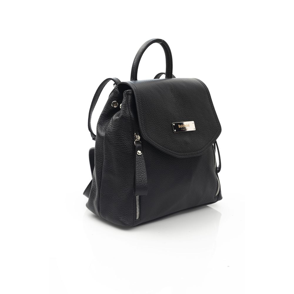Black Leather Women Backpack